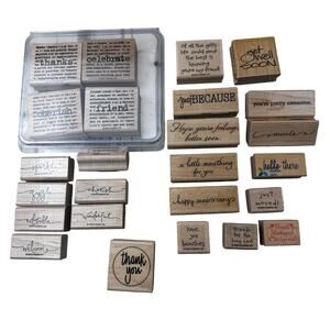 Wooden Rubber Stamps Words Sayings Warm Sayings  Lot of 25 Card Making Scrapbook